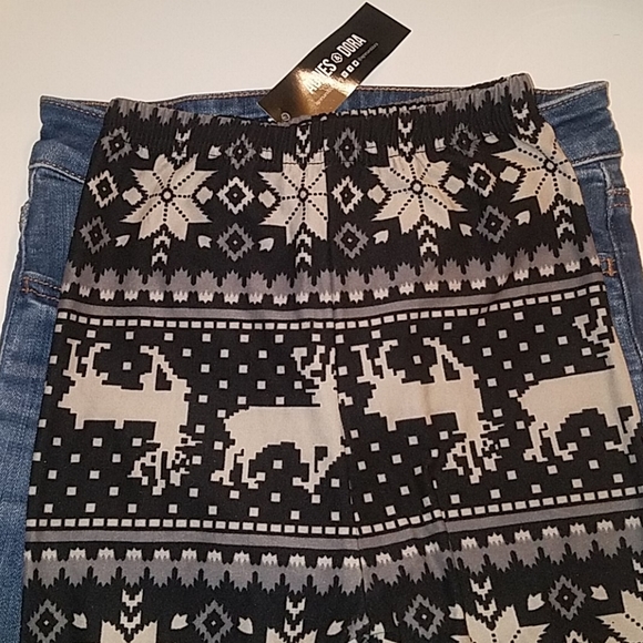 Agnes and Dora Leggings Girl's Size Small Medium 7 10 Black Gray Reindeer - Picture 4 of 5